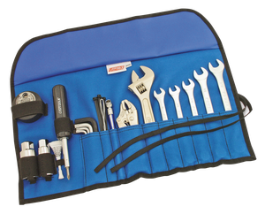 Kit de herramientas extenso Cruztools para carretera con herramientas organizadas