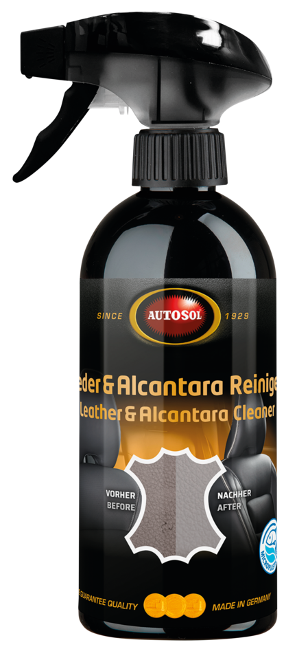 Frasco de limpiador de cuero y alcántara Autosol para mantenimiento de asientos de motocicleta