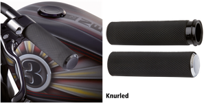 Puños de manillar Arlen Ness Knurled Fusion con textura acanalada en negro