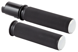 Puños de manillar Arlen Ness Knurled Fusion con textura acanalada en negro