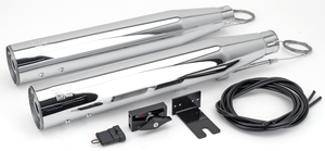 Tubos de escape ajustables MCJ instalados en motocicleta Harley-Davidson Softail Twin Cam