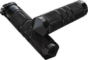 Par de puños Diamond Custom con textura moleteada negra para manillar de moto