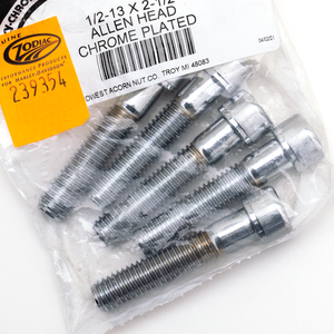 Surtido de tornillos Allen con rosca 1/2" UNC y acabado cromado brillante