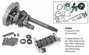 Kit de conversión a 6 velocidades Zodiac para cajas de cambios de 5 velocidades en motocicletas Softail y Dyna