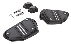 Estriperas Ciro Stilo Twin Rail negras instaladas en motocicleta Harley-Davidson