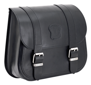 Alforja lateral mediana de cuero negro Texas Leather para motocicleta