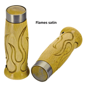 PUÑOS DEL MANILLAR CARPENTERS WOODEN - Estilo Flame con banda cromada satinada — B-stock