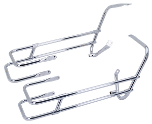 Protectores de alforjas estilo Dual Rail instalados en una motocicleta