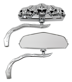 Par de espejos retrovisores Skull-Vision estilo Zodiac con forma de calavera