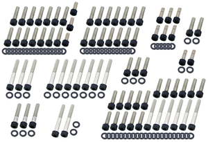 Kit de tornillos de transmisión en acero inoxidable con acabado negro mate
