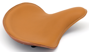Asiento de motocicleta estilo vintage tapizado completamente en cuero negro