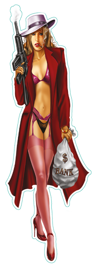 DISEÑOS Y PEGATINAS PARA DEPOSITOS "BIKE TATTOOS" DE LETHAL THREAT - Gangster Babe 2"x8.5" — B-stock