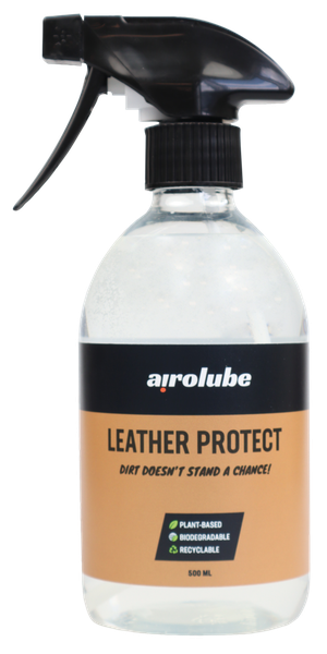 Botella de limpiador y protector AiroLube para cuero y telas de motocicleta