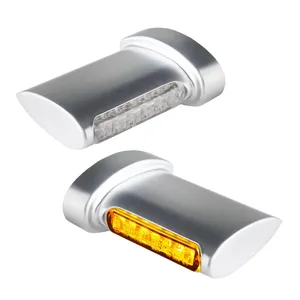 Par de intermitentes LED estilo winglets montados en manillar de motocicleta custom