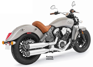 Par de silenciosos slip-on de 4 pulgadas instalados en Indian Scout
