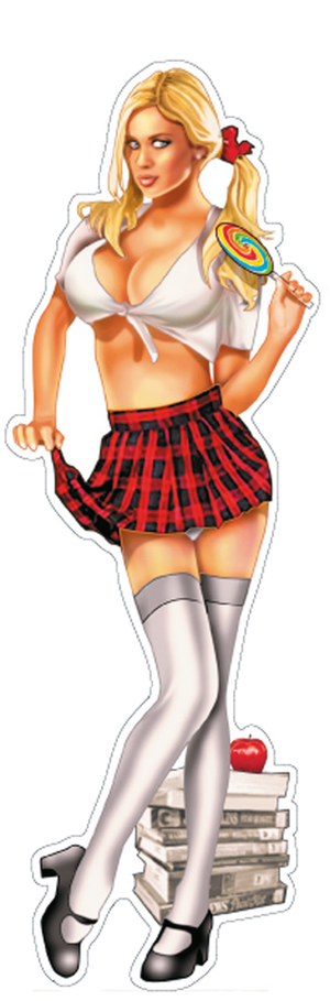 DISEÑOS Y PEGATINAS PARA DEPOSITOS "BIKE TATTOOS" DE LETHAL THREAT - School Babe izquierdo/derecho 1.5"x4" — B-stock