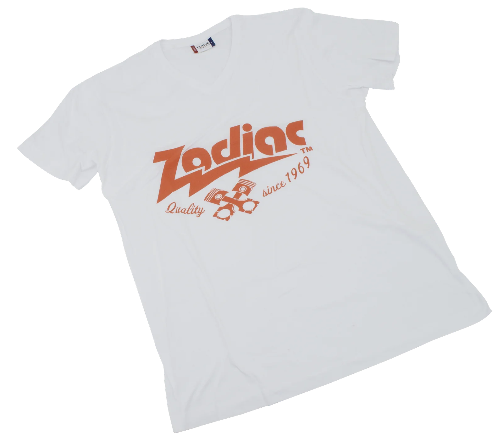 Camiseta negra con logotipo gráfico de Zodiac Custom Products en el pecho