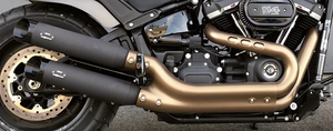 Par de silenciadores ajustables MCJ color negro mate para Harley-Davidson Softail