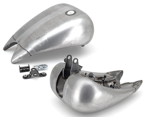 Depósito de gasolina de acero negro alargado 4 pulgadas para Harley-Davidson Softail