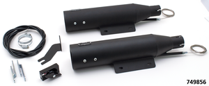 Par de silenciadores ajustables MCJ color negro mate para motocicleta Harley-Davidson Softail