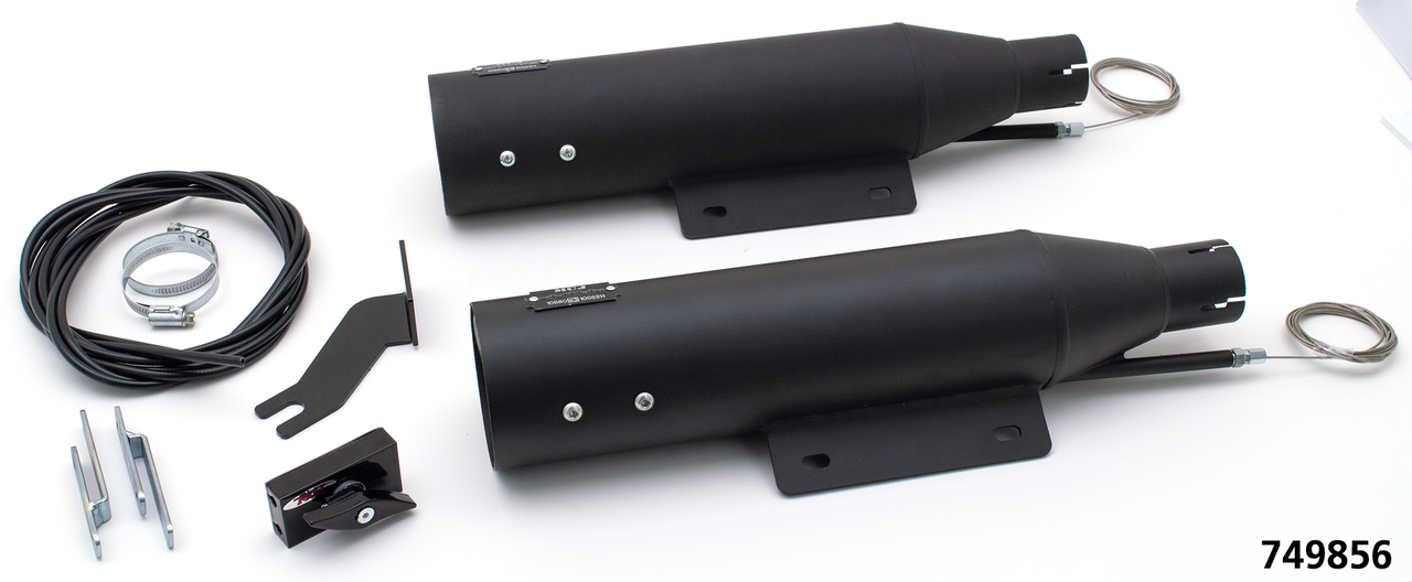 Par de silenciadores ajustables MCJ color negro mate para motocicleta Harley-Davidson Softail
