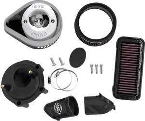 Kit de filtro de aire Stealth con tapa instalado en motocicleta