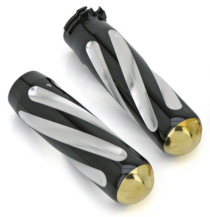 PUÑOS NEO FUSION DE KEN'S FACTORY - Spiral, Para cable, negro anodizado con recortes naturales — B-stock