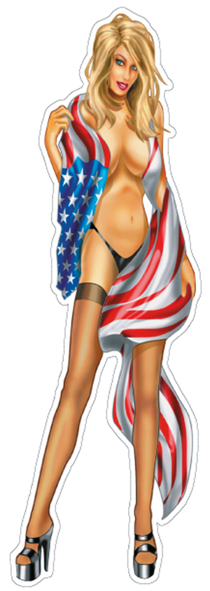 DISEÑOS Y PEGATINAS PARA DEPOSITOS "BIKE TATTOOS" DE LETHAL THREAT - USA Flag Babe 2"x8" — B-stock