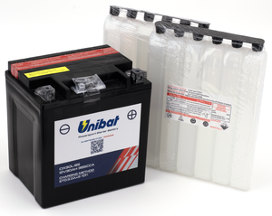 Batería Unibat AGM Dry con pack de ácido separado para motocicleta