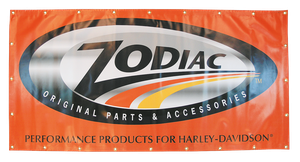 Cartel rectangular con vinilo del logo Zodiac en blanco y negro