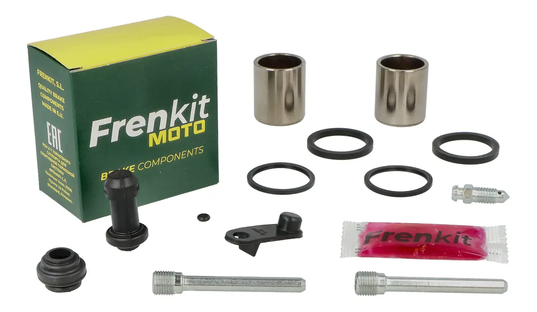 Superkit de reparación de pinza de freno trasero con componentes internos visibles