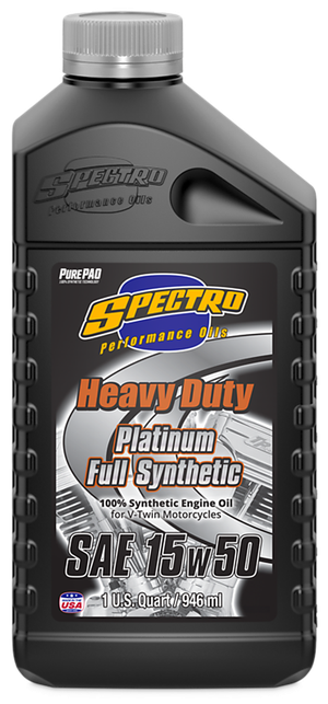 Frasco de aceite de motor Spectro Heavy Duty Platinum 15W50 totalmente sintético