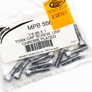 Conjunto de tornillos con cabeza hexagonal interna Torx y superficie cromada brillante