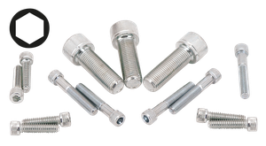 Tornillos Allen cromados de grado 8 apilados