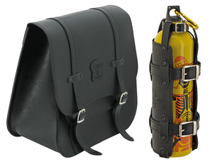 Alforja lateral de cuero negro Texas Leather para motocicleta