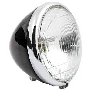 Conjunto de faro springer de 6-1/2". 6v. Negro/cromo
