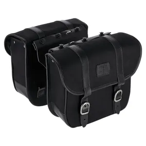 Maletas traseras de lona encerada Longride, tipo plegable. Negro