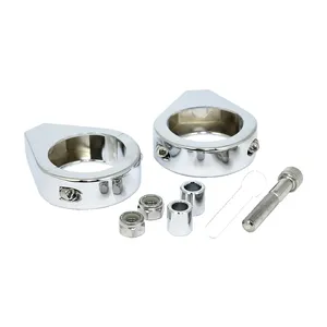 Kit de abrazadera de montaje en horquilla de borde liso. 49 mm. Cromado