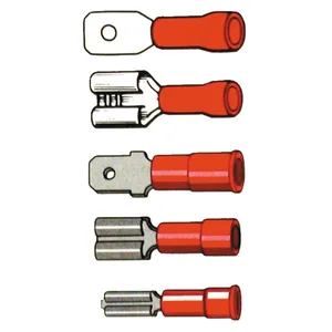 Conectores, terminal hembra PVC, crimpado. Rojo 1/4" macho