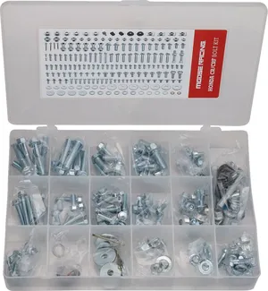 Kit de tornillos M1 CR/CRF con arandelas y tuercas sobre fondo blanco