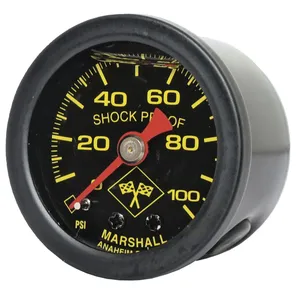 Manómetro de presión de aceite Marshall, 0-100 PSI. Carcasa negra