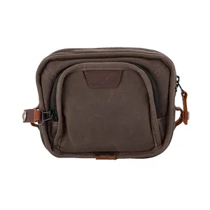 Bolsa de manillar Burly Voyager, lona encerada en tono roble oscuro