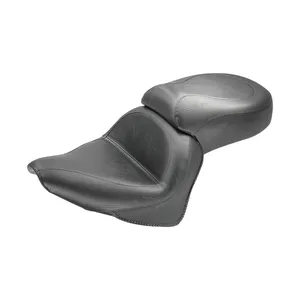 Asiento Mustang de una sola pieza para 2 personas, ancho, tipo touring vintage, negro liso
