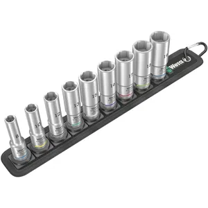 Wera, cinturón de llaves de vaso con dados profundos métricos