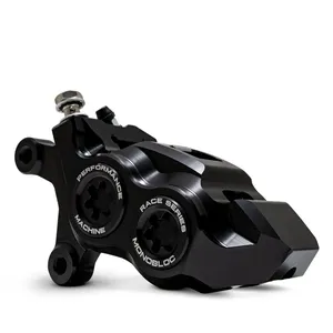 Pinza Monobloc de 4 pistones PM, Race Series. Delantera izquierda. Negro