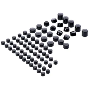 Juego de tapas lisas de presión (76 uds). Negro