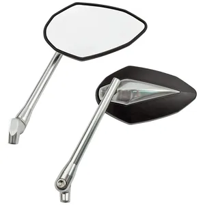 Juego de espejos 'Double Deuce'. Cabeza negra/cromada y vástago de aluminio plateado