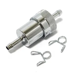 Filtro de combustible de aluminio cromado, 1/4"