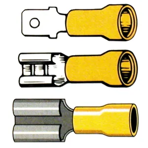 Conectores, terminal deslizante PVC, crimpado. Amarillo 1/4" macho