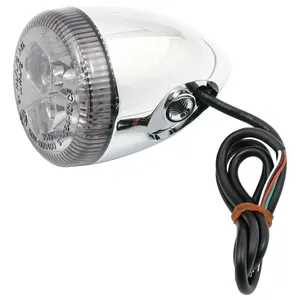 Intermitente trasero LED 3-en-1 tipo bala. Cromado. Humo
